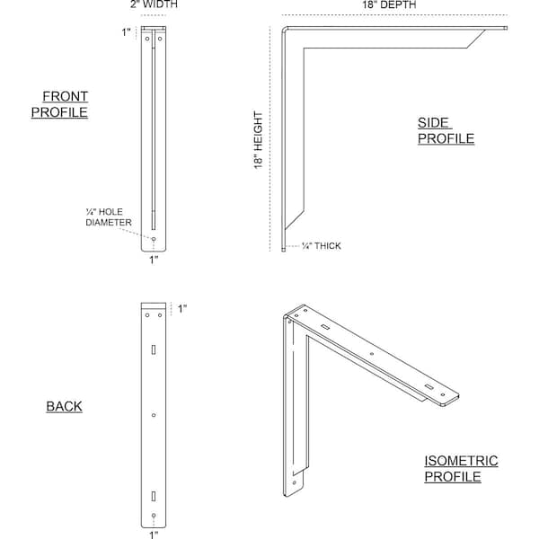 Stockport Steel Bracket, Hammered Brown 2W X 18D X 18H